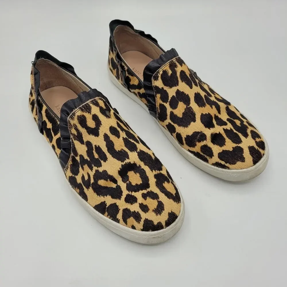 Kate Spade New York Ponyhair Leopard Animal Print Slip-On Sneakers size 7.5 M - Picture 1 of 12